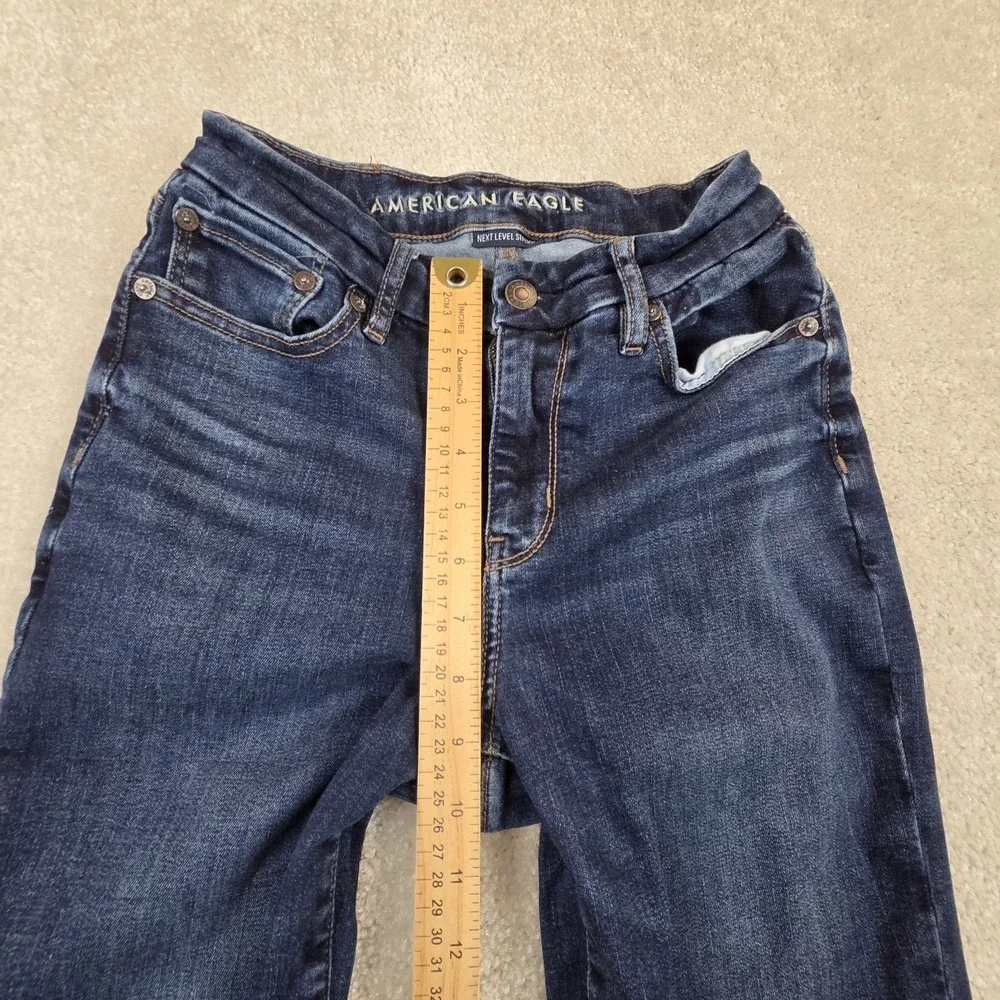 American Eagle Curvy Super High Rise Flare Jeans Womens 2 Dark Wash Stretch AE